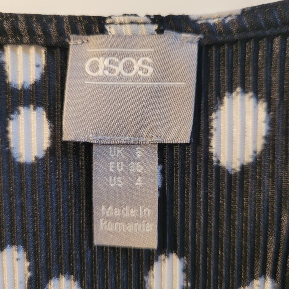 Aaos V Neck, Wrap Tie Waist Black/White Midi Dress. Size 6/8 - Picture 11 of 12